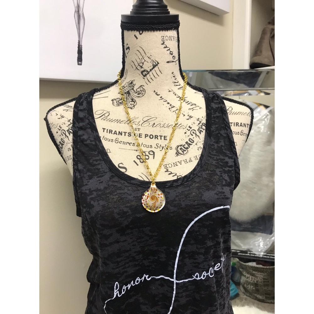 Gold with Orange Pendant Necklace